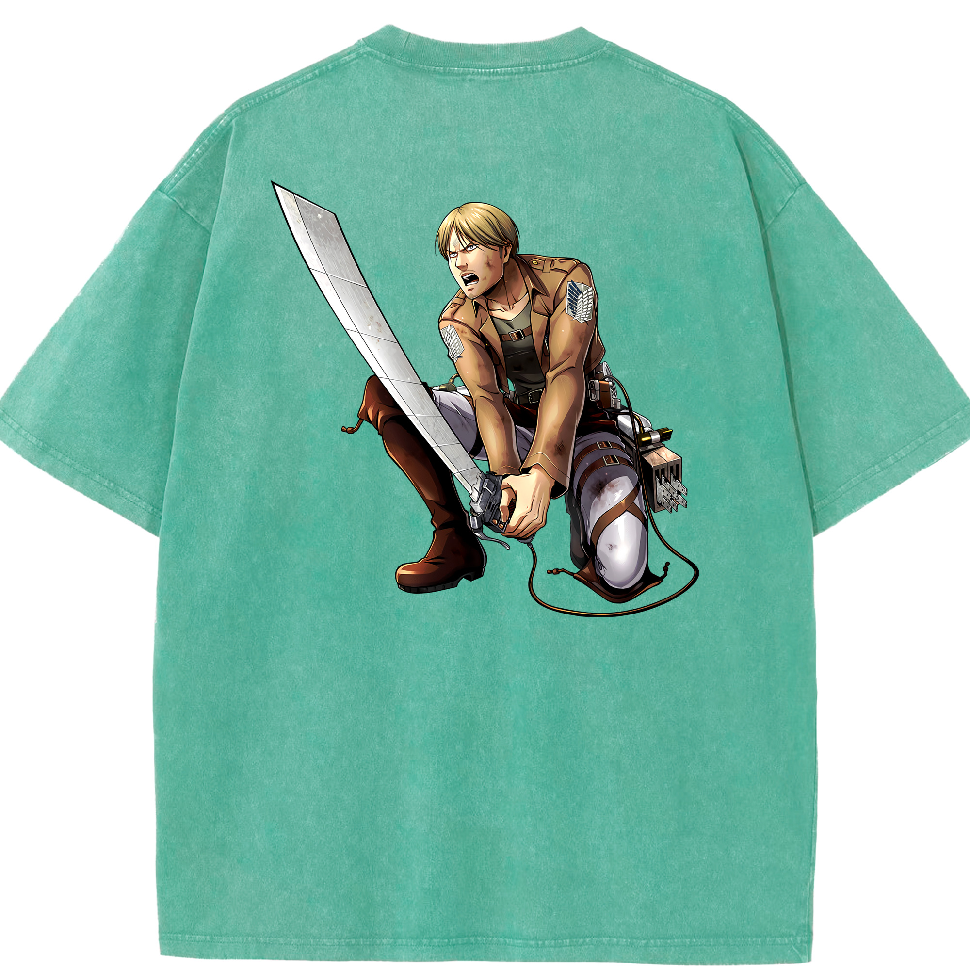 （画像用） 進撃の巨人 ミケ·ザカリアス Attack on Titan Mike Zakarius 綿100% ヴィンテージ風 半袖Tシャツ（背面プリント）